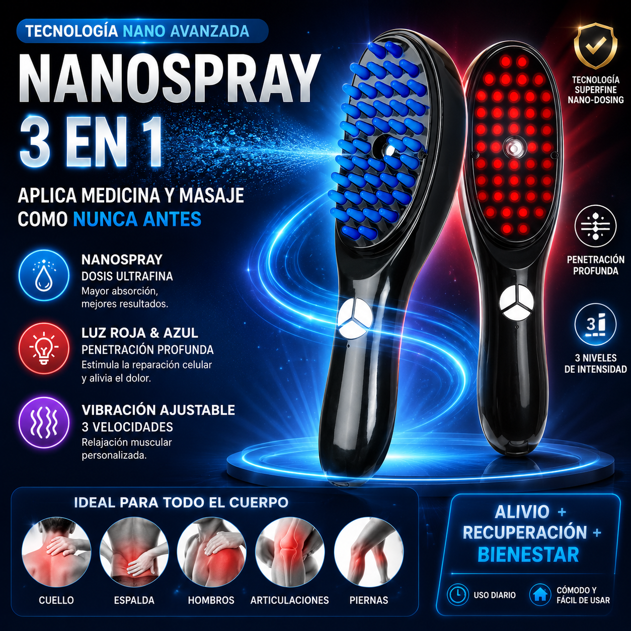 Peine Profesional de masaje en aerosol electrico